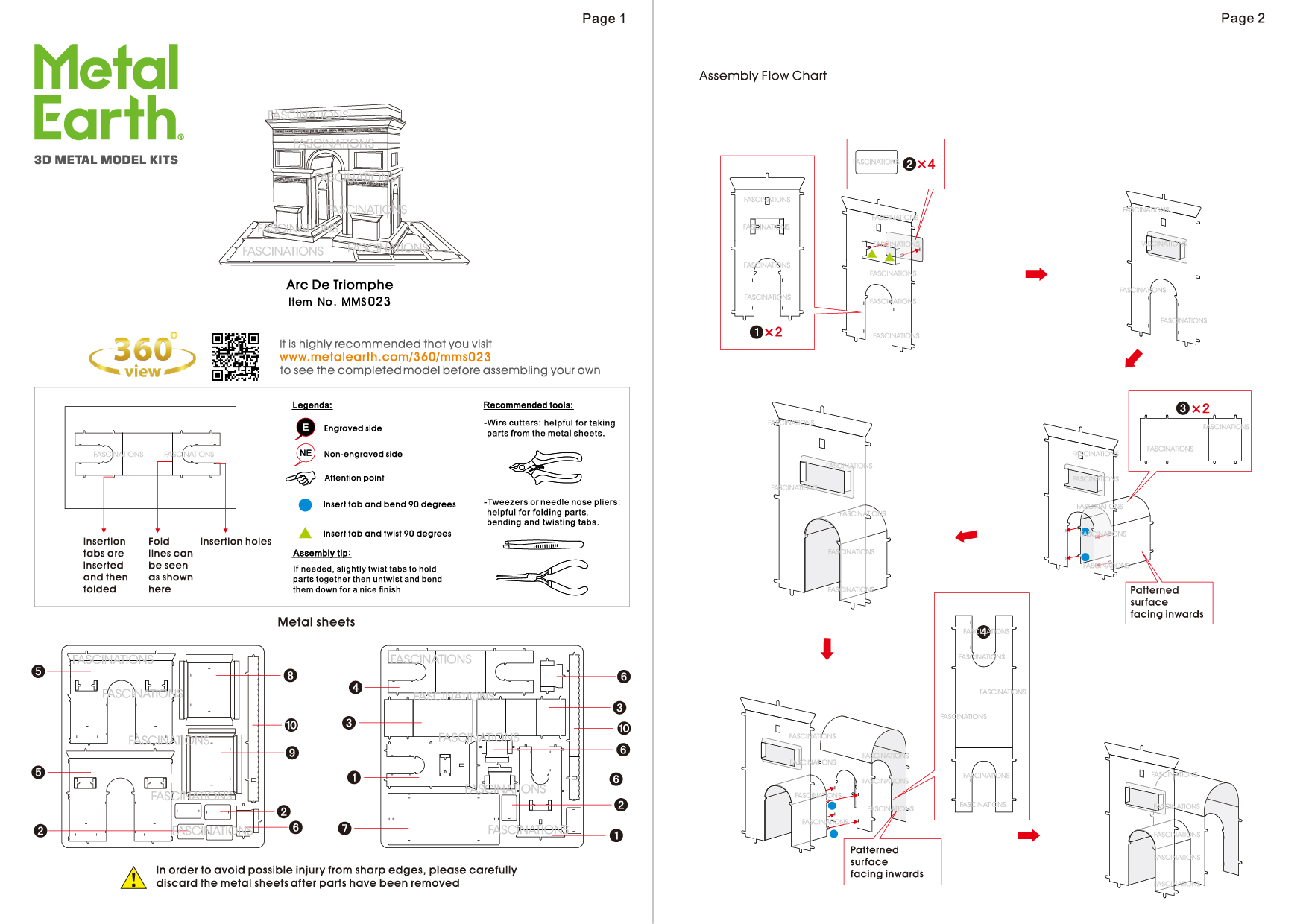 Instruction of Arc de Triomphe | Metal Earth Architecture