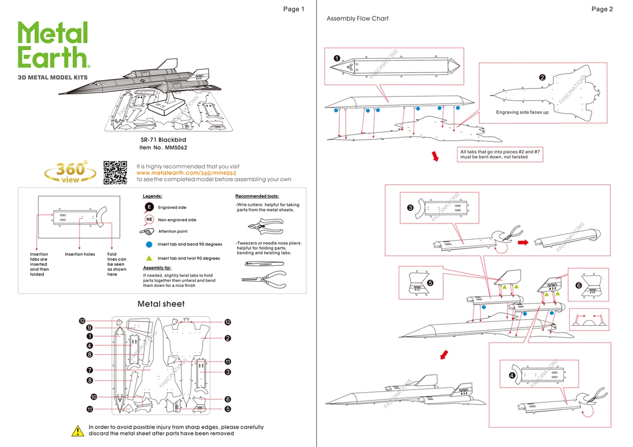 instruction sheet MMS062 - SR-71 Blackbird