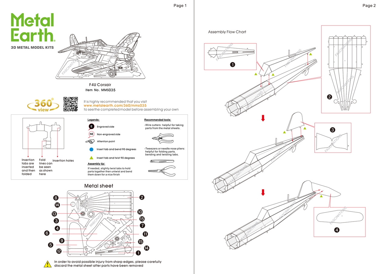 instruction sheet MMS035 - F4U Corsair  