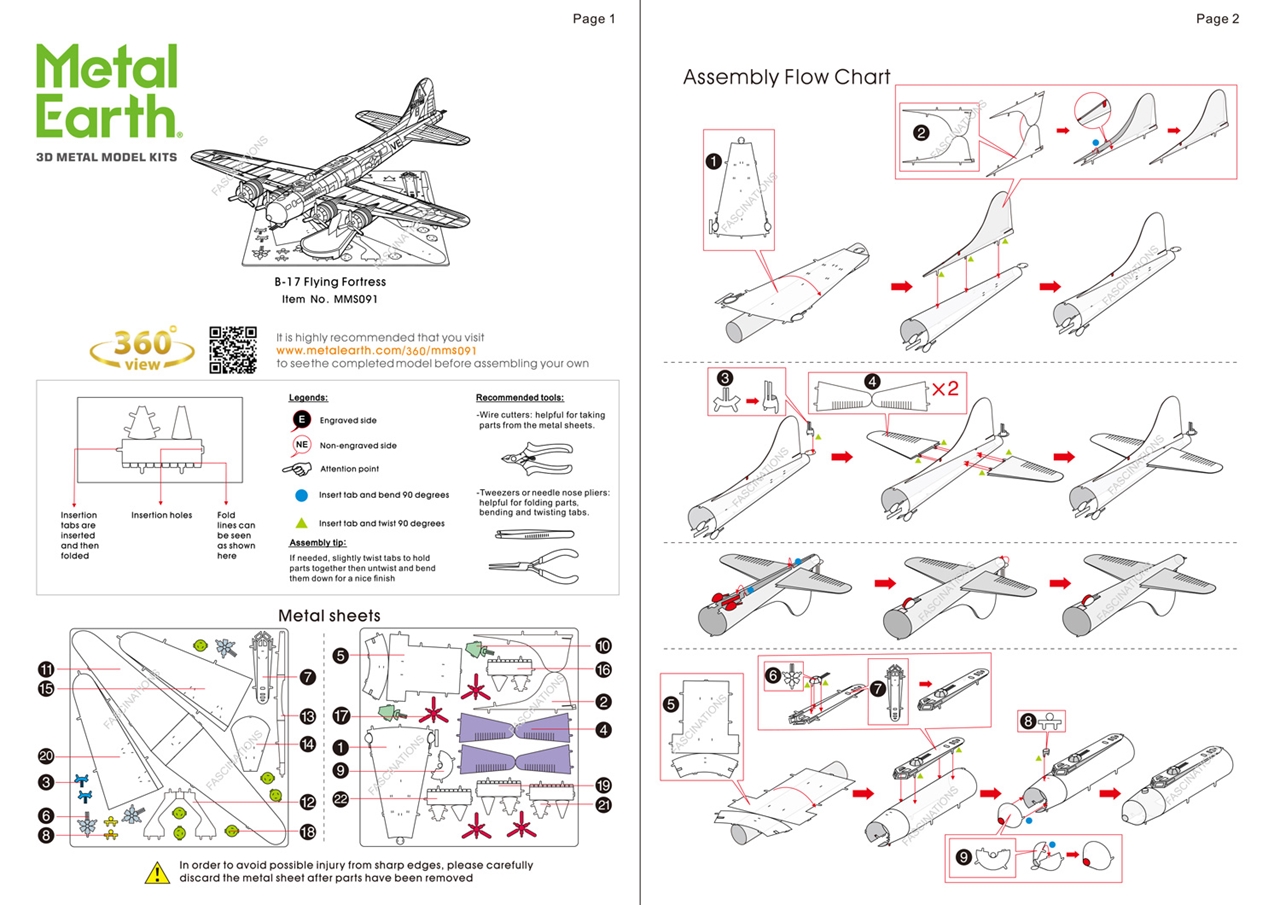 instruction sheet MMS091 - B 17 Flying Fortress 