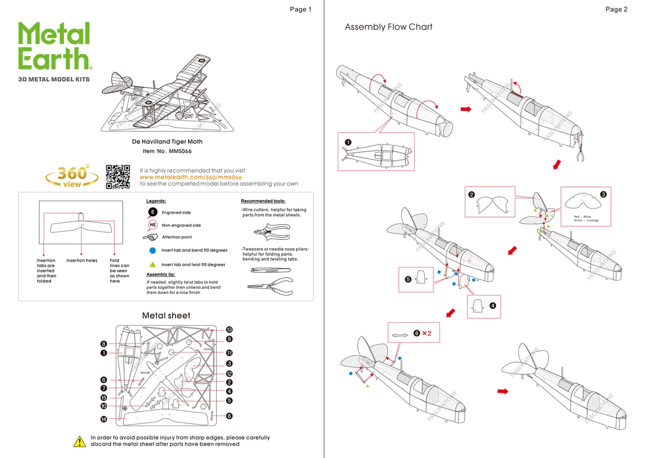 instruction sheet MMS066 - De Havilland Tiger Moth 