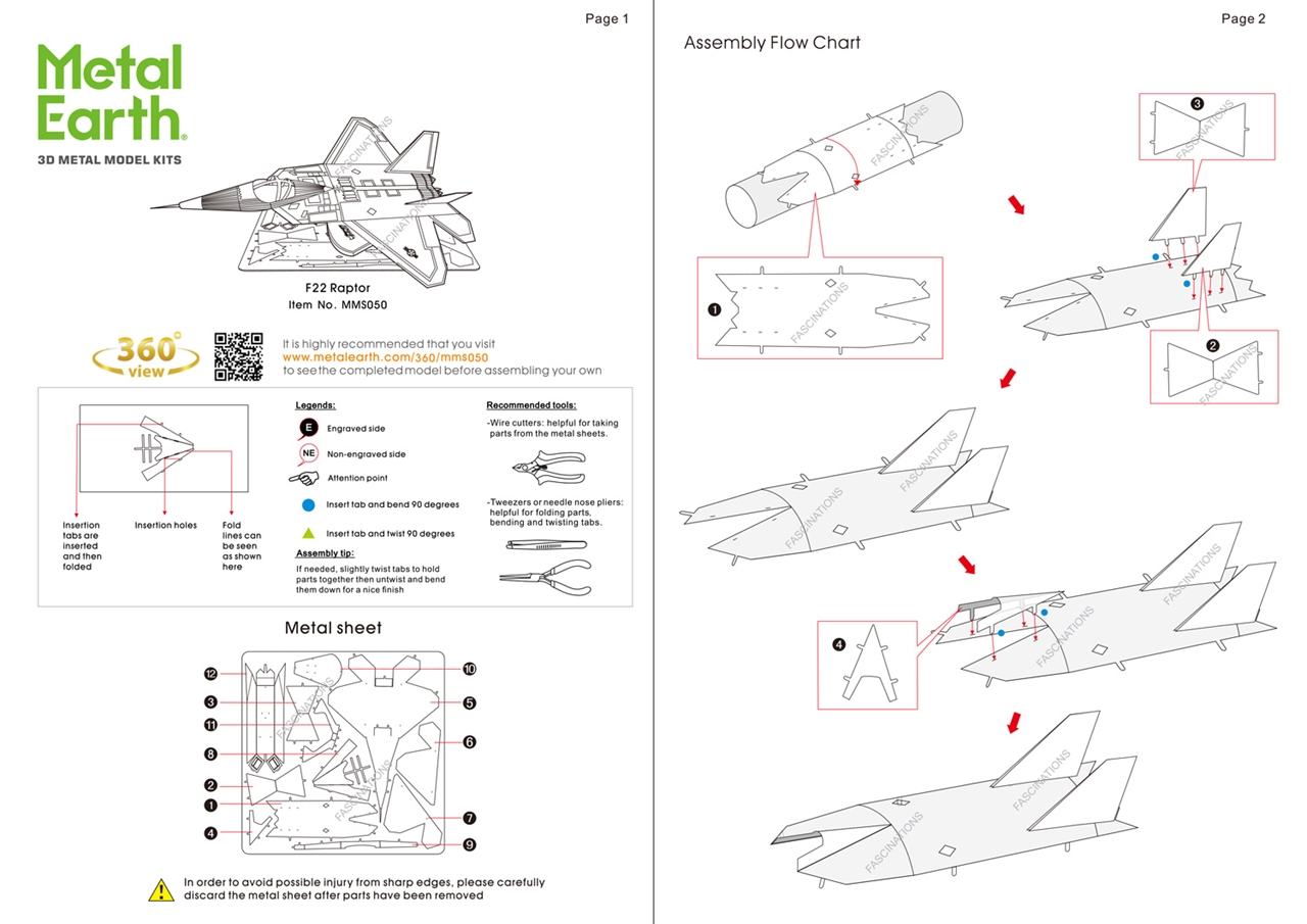 instruction sheet MMS050 - F-22 Raptor 