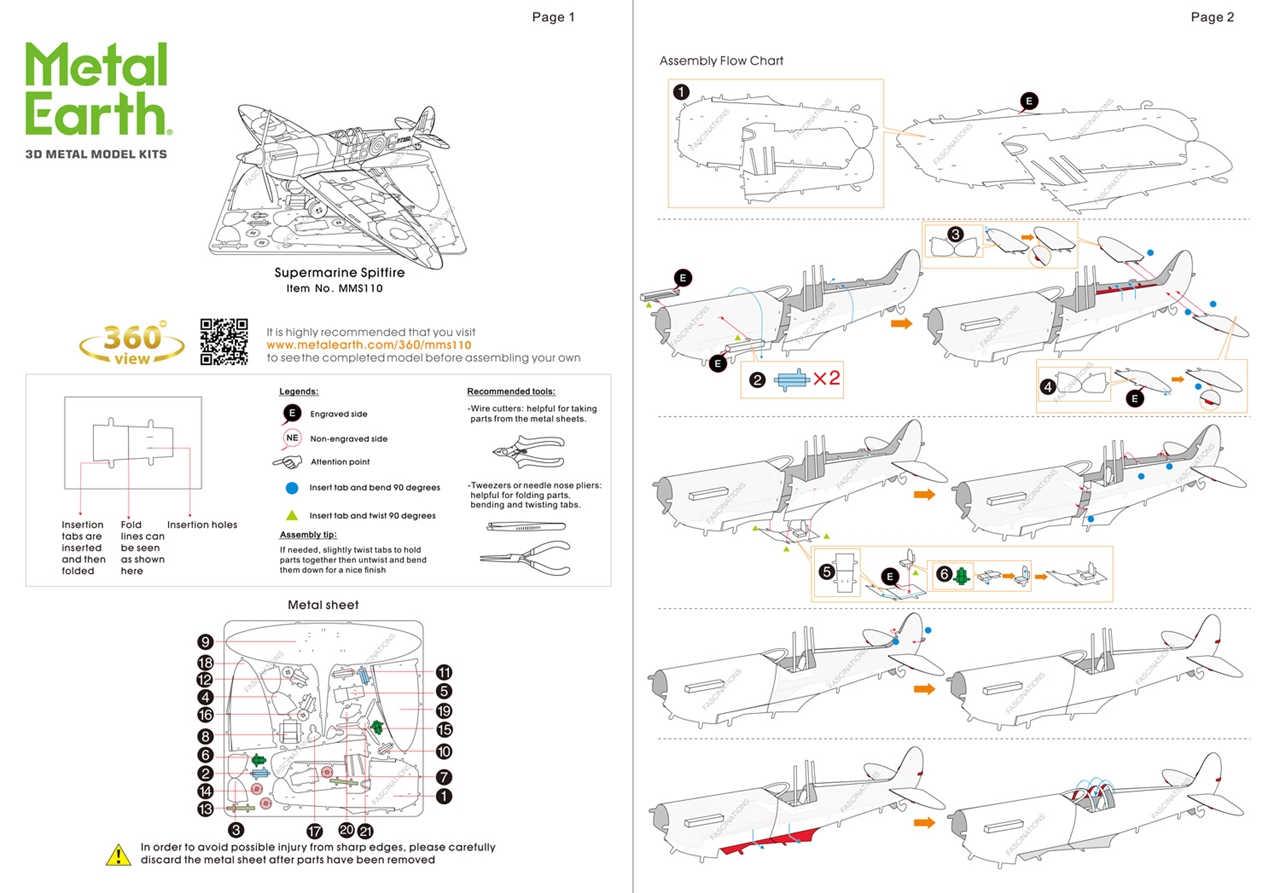 instruction sheet MMS110 - Supermarine Spitfire 