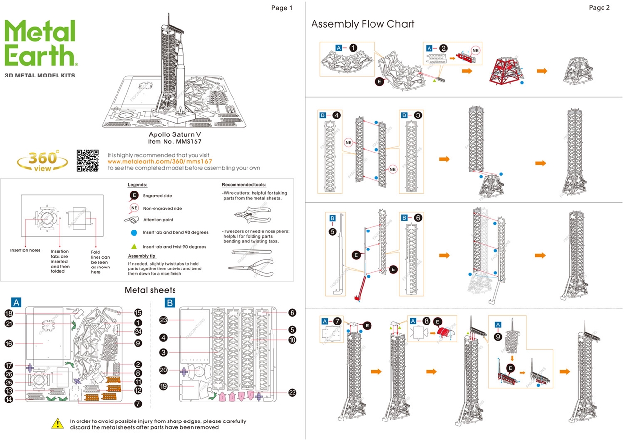 instruction sheet MMS167 - Apollo Saturn V with Gantry 