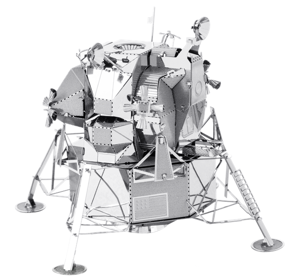 4 Apollo Metal Earth 3D Steel Model Kits:  CSM Shuttle Saturn V Lunar Module 