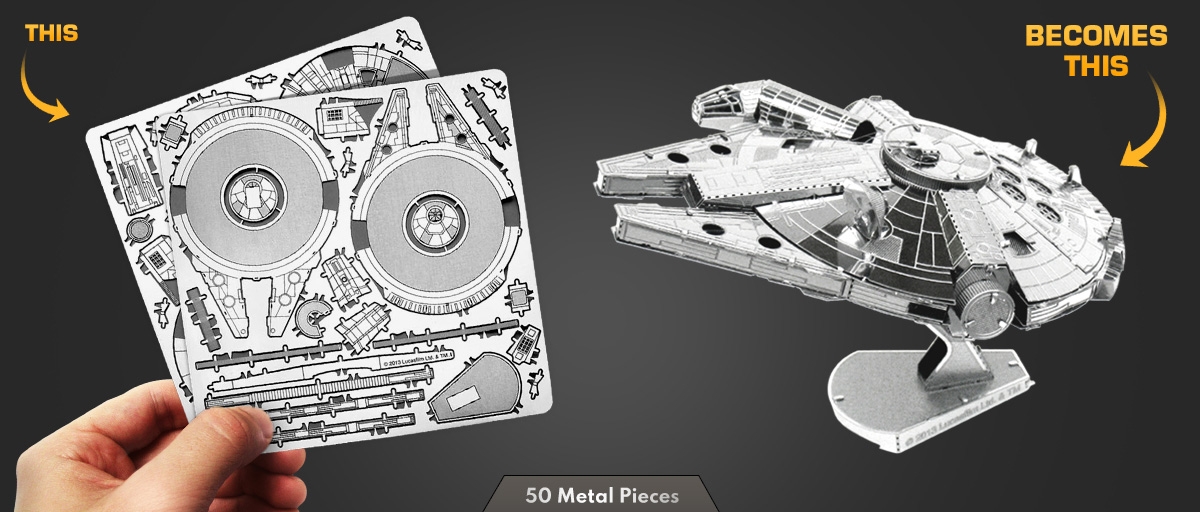 Metal Earth 3D Model Kits - Star Wars Set of 4 - Darth Vader's TIE Fighter,  R2-D2, AT-AT, Millenium Falcon