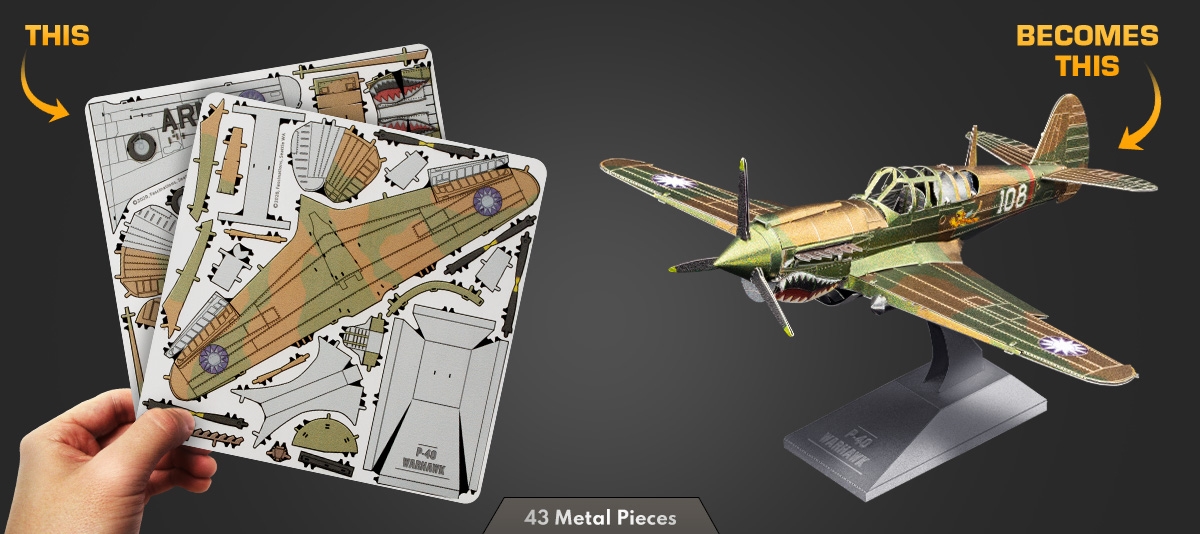 Fascinations P-40 WAR HAWK PLANE Metal Earth 3D Model New MMS213 Must Be Built 