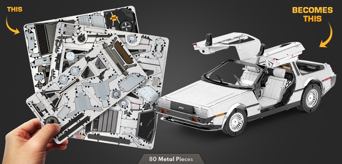 Fascinations Metal Earth DeLorean 3D Metal Model Kit NEW Back to the Future 