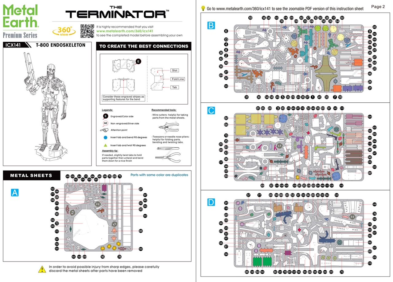 instruction sheet ICX141 - The Terminator T-800 Endoskeleton