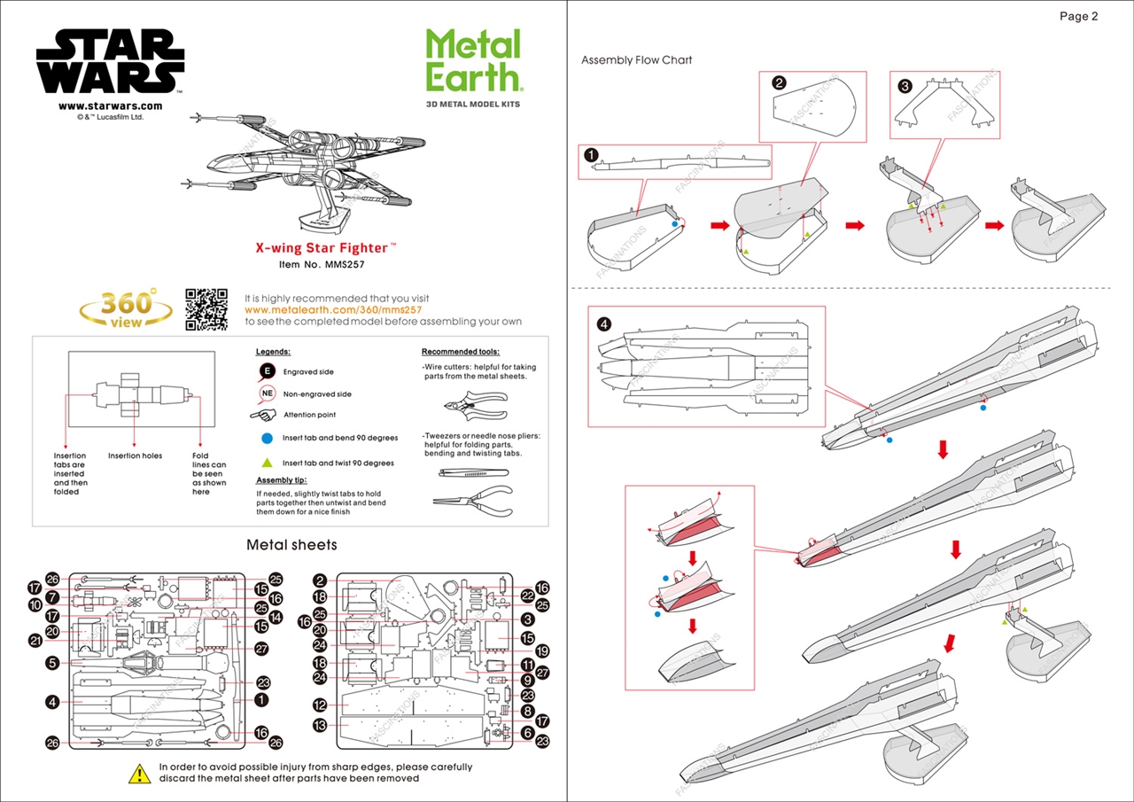 instruction sheet MMS257 - X-Wing Star Fighter 