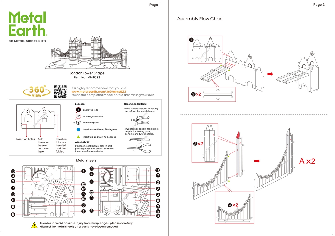 instruction sheet MMS022 - London Tower Bridge 