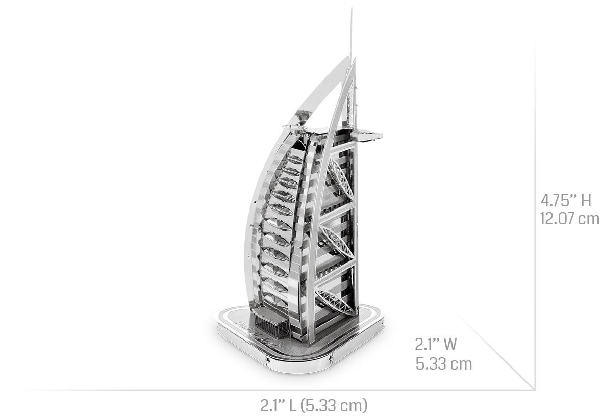 World's Great Architecture Burj Al Arab 101 Piece 3D Model DIY Hobby Build Kit 