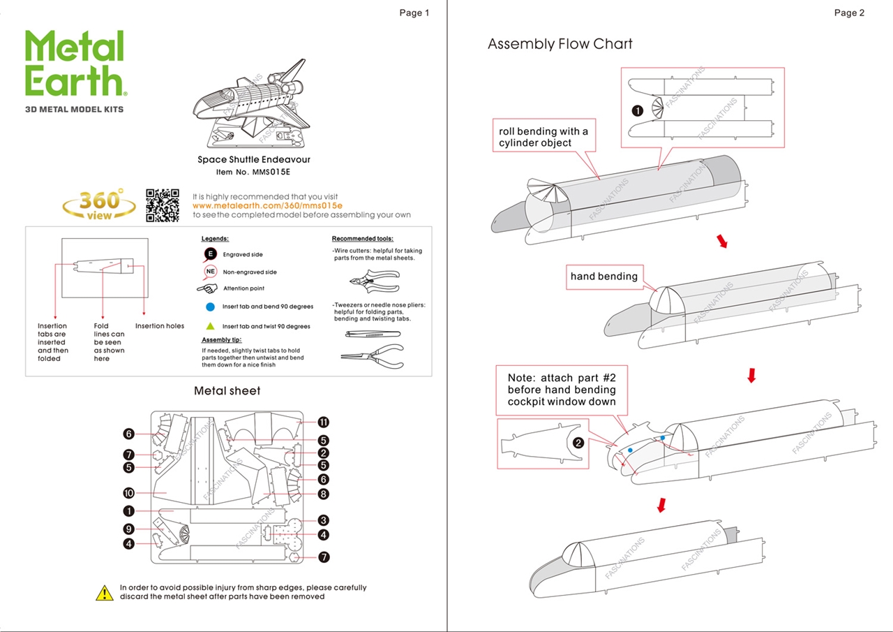 instruction sheet MMS015E - Space Shuttle Endeavor 