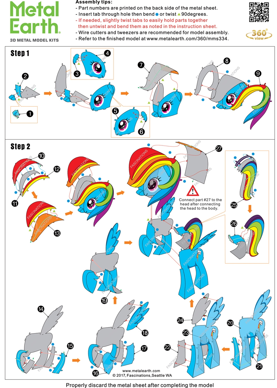 instruction sheet MMS334 - Rainbow Dash 