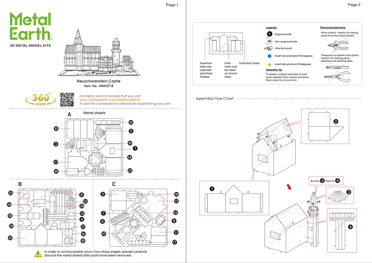 instruction sheet MMS018 - Neuschwanstein Castle