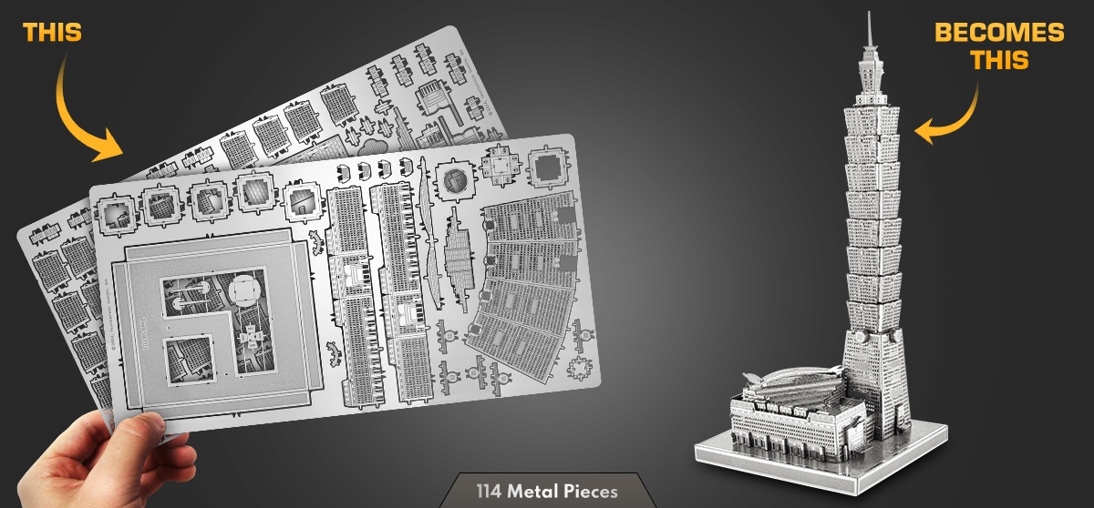 Taipei 101-3D Steel Model Kit Fascinations Metal Earth Iconx 