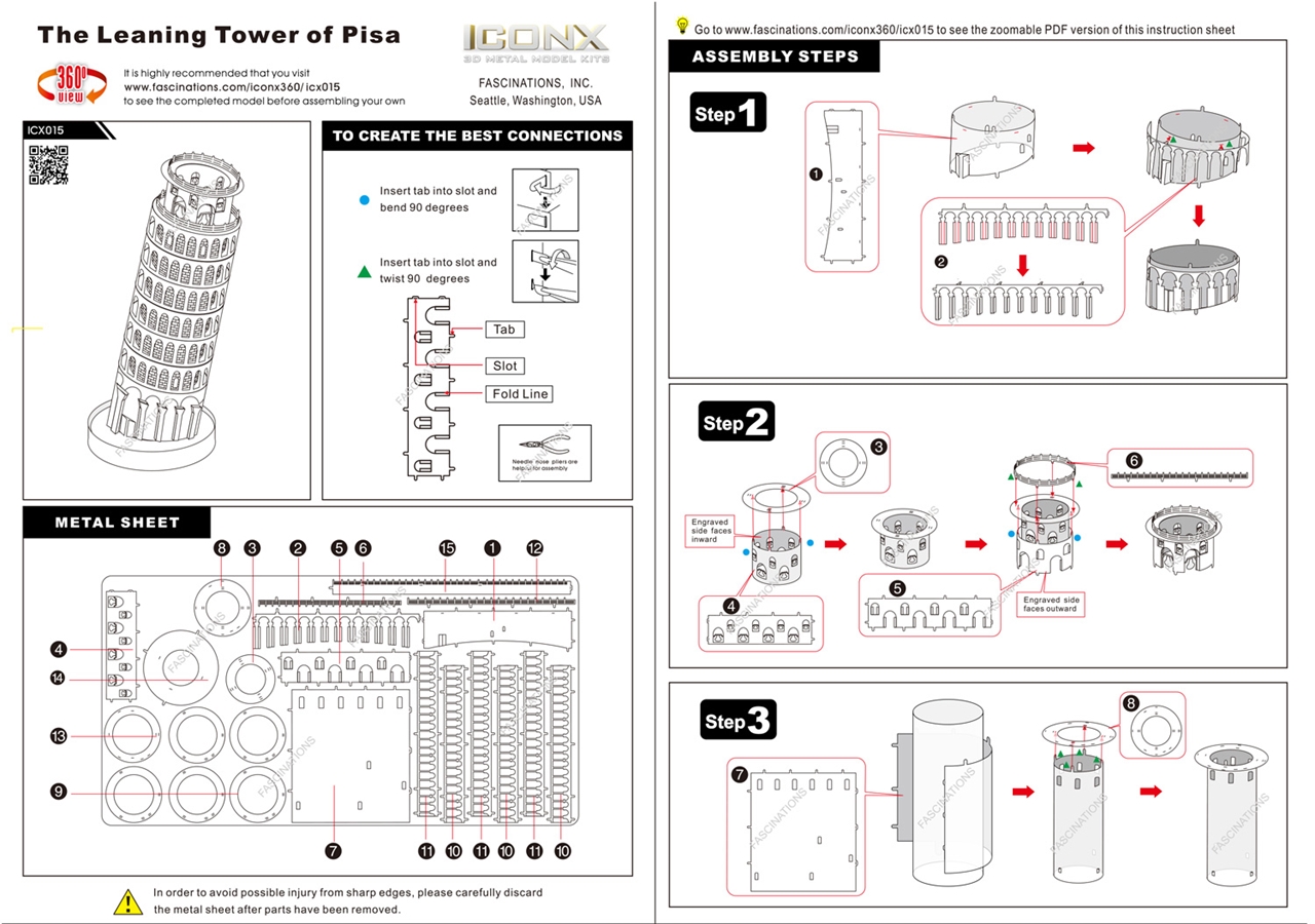 instruction sheet ICX015 - Premium Series Leaning Tower of Pisa 