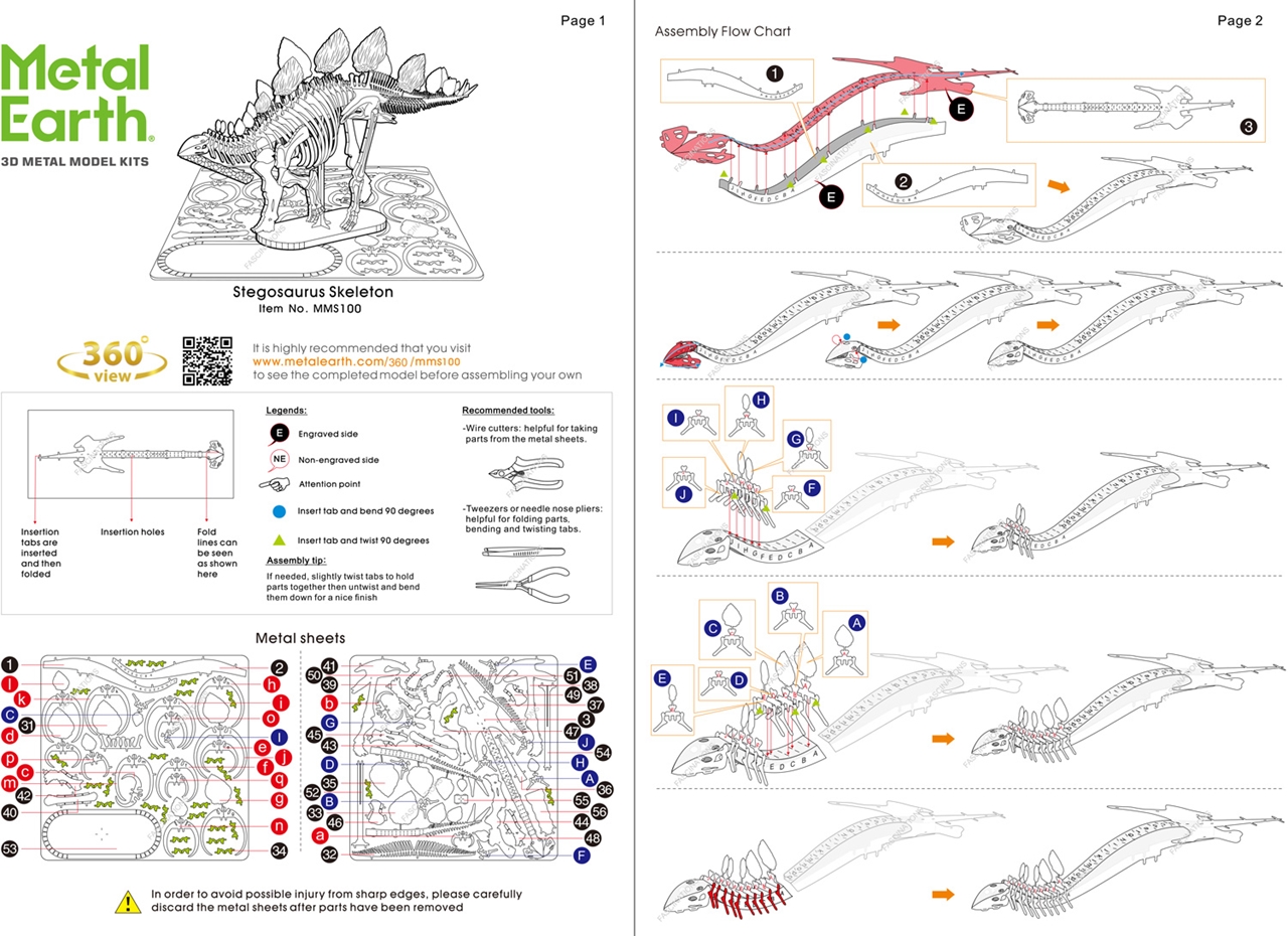 instruction sheet MMS100 - Stegosaurus Skeleton