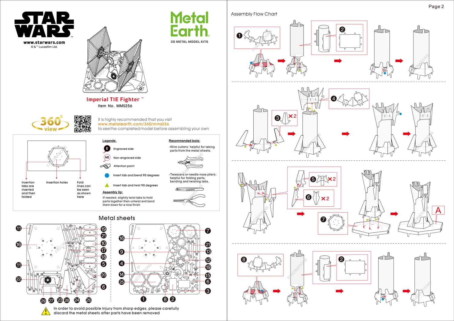 instruction sheet MMS256 - Imperial Tie Fighter