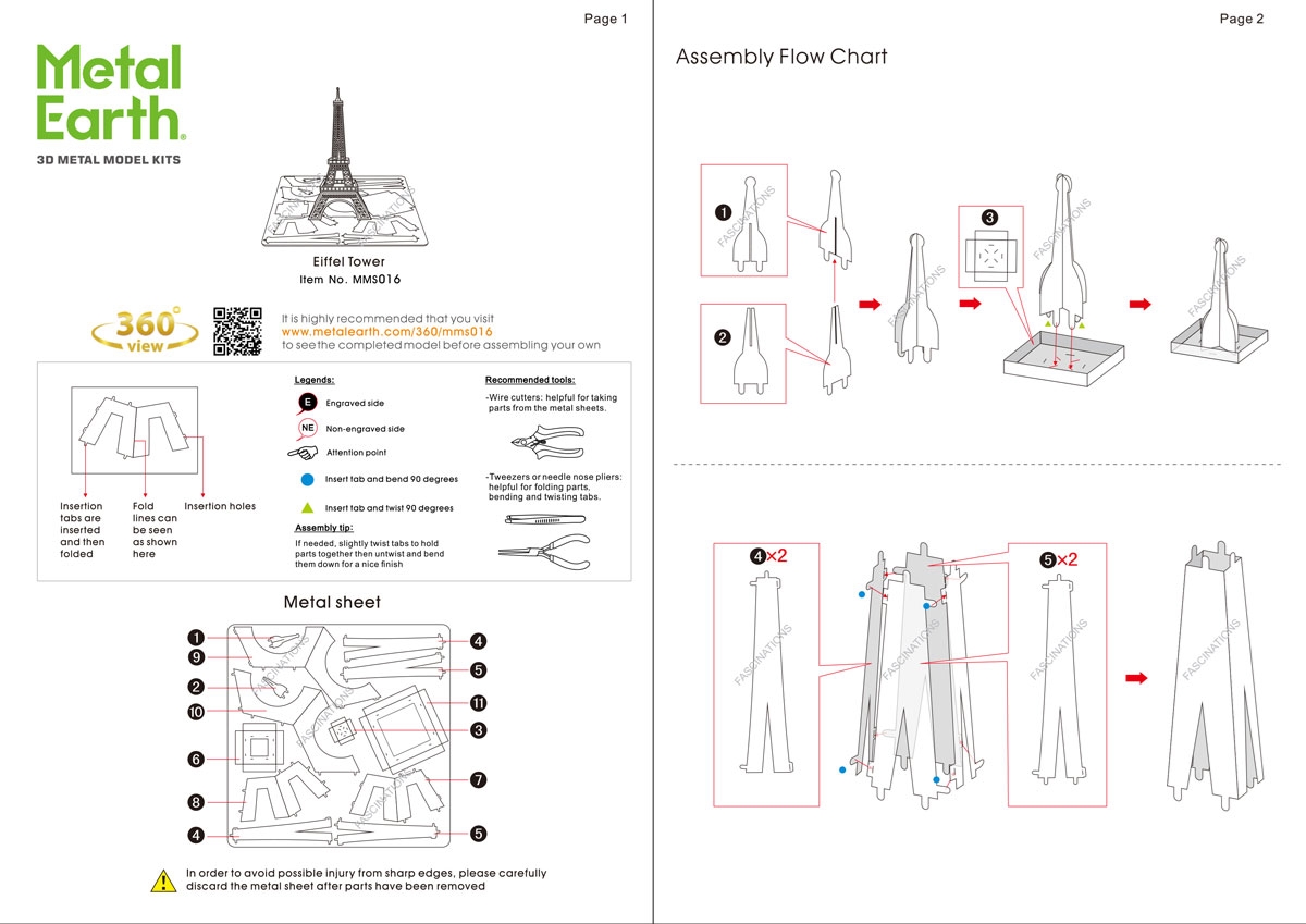 instruction sheet MMS016 - Eiffel Tower  
