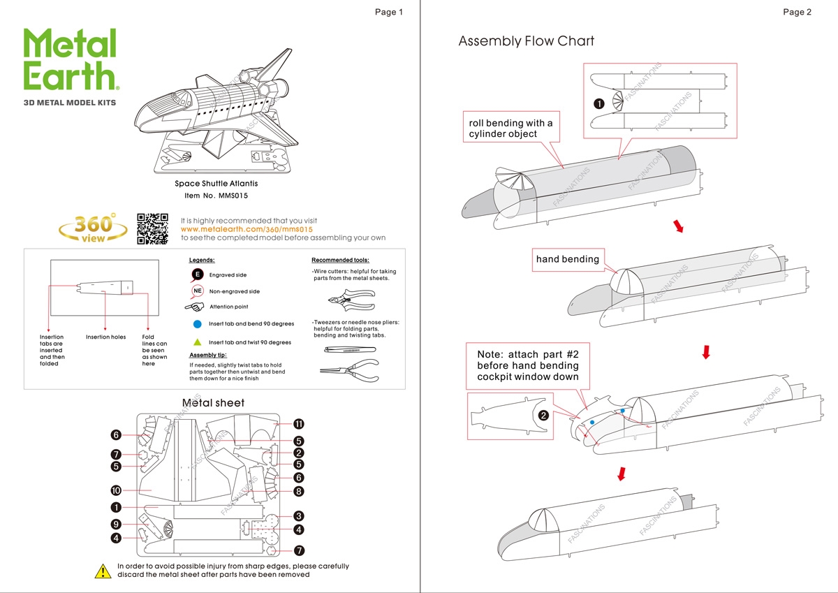 instruction sheet MMS015 - Space Shuttle Atlantis