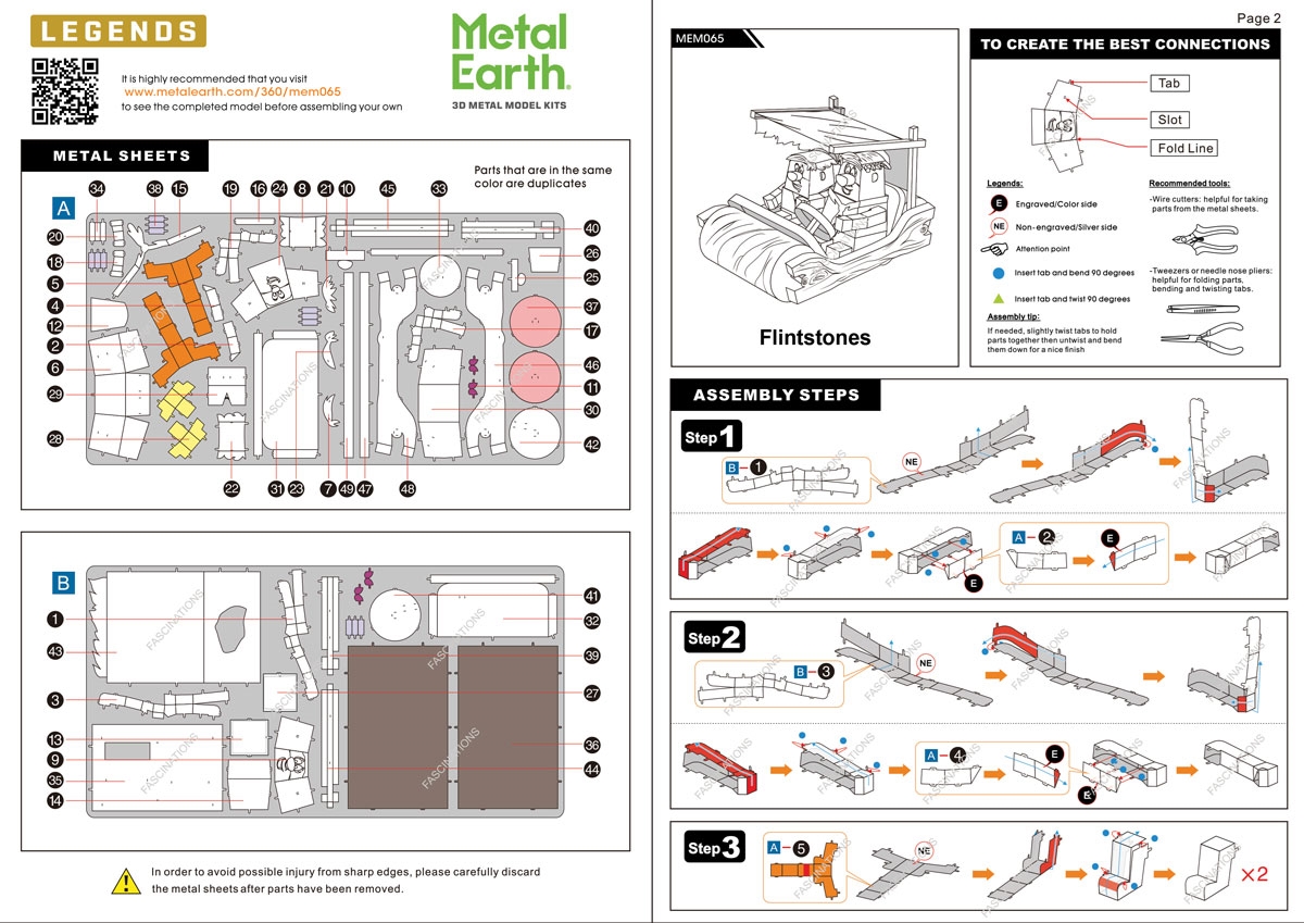 instruction sheet MEM065 - The Flintstones Car