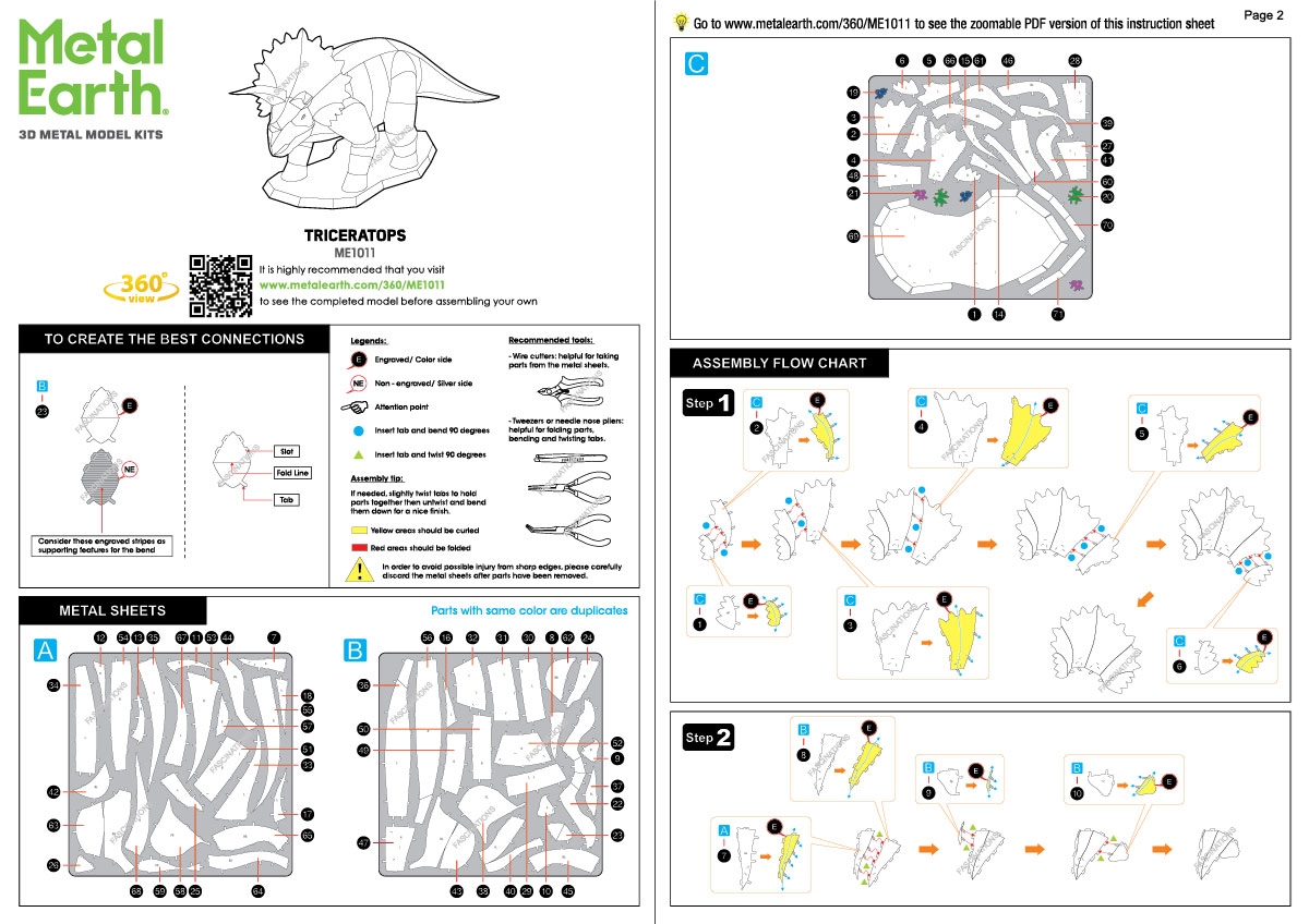 instruction sheet ME1011 - Triceratops