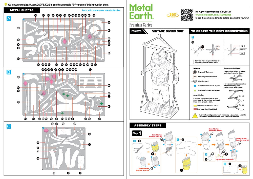 instruction sheet PS2026 - Vintage Diving Suit