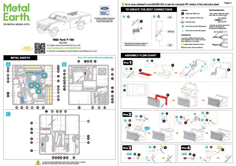 instruction sheet ME1004 - 1982 Ford F-150