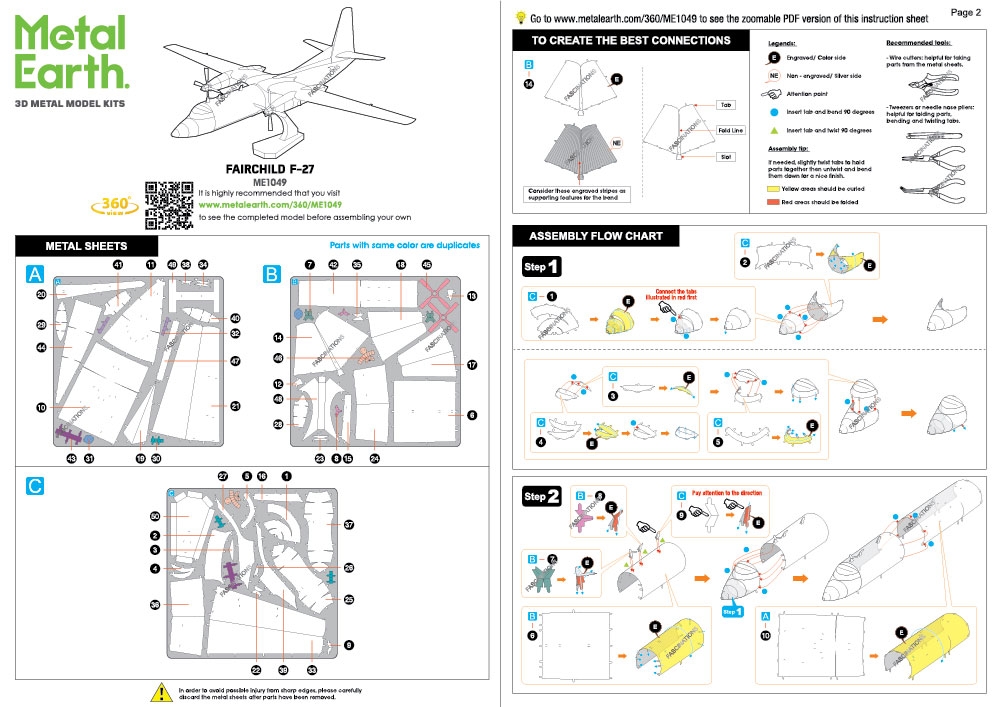 instruction sheet ME1049 - Fairchild F-27