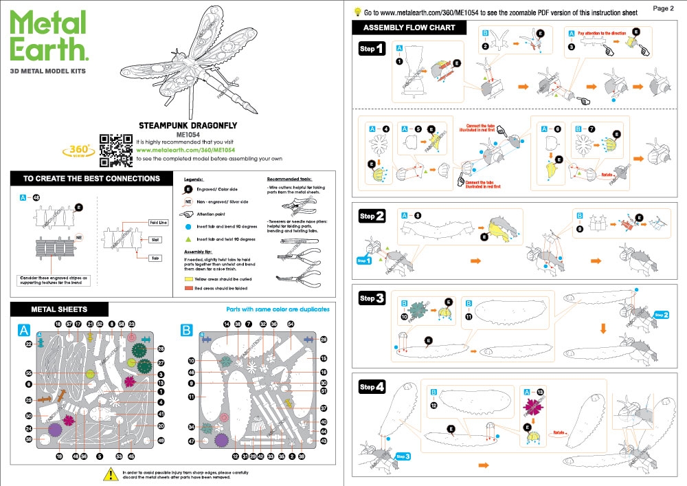 instruction sheet ME1054 - Steampunk Dragonfly