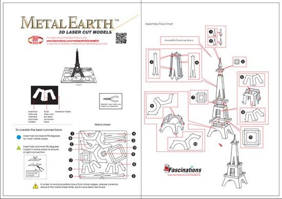 Fascinations Paris Eiffel Tower 3d Laser Cut Metal Earth Model Kit MMS016 14 for sale online 