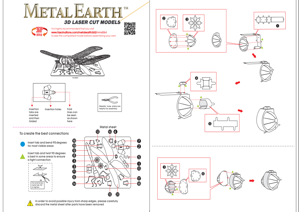 Instruction of Dragonfly | Metal Earth Bugs